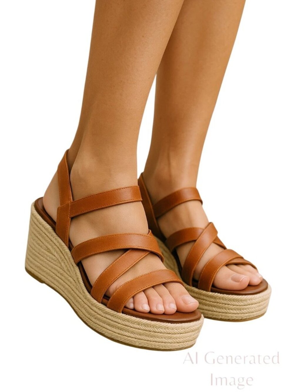 Corkys Footwear ALL NIGHTER Cognac Strappy Jute-wrapped Heel Comfort Sandal Sz 8